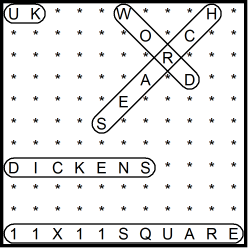 British 11x11 Wordsearch puzzle no.346 - Dickens
