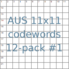 Australian 11x11 codeword puzzles 12-pack no.1