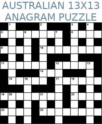 Australian 13x13 anagram crossword puzzle no.304
