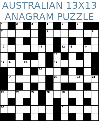 Australian 13x13 anagram crossword puzzle no.313