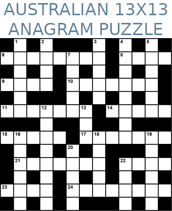 Australian 13x13 anagram crossword puzzle no.323