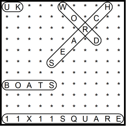 British 11x11 Wordsearch puzzle no.317 - boats