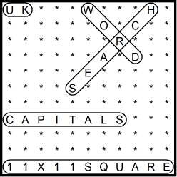 British 11x11 Wordsearch puzzle no.320 - capitals