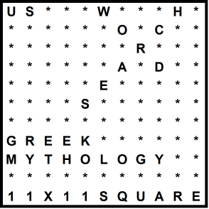 American 11x11 Wordsearch puzzle no.332 - Greek mythology