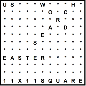 American 11x11 Wordsearch puzzle no.302 - Easter