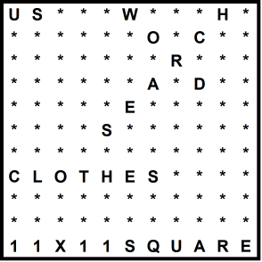 American 11x11 Wordsearch puzzle no.304 - clothes