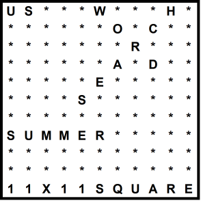 American 11x11 Wordsearch puzzle no.309 - Summer