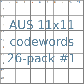 Australian 11x11 codeword puzzles 26-pack no.1