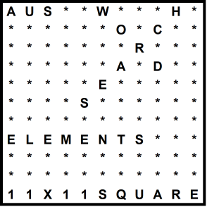 Australian 11x11 Wordsearch puzzle no.306 - elements