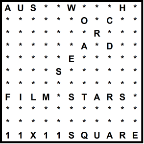 Australian 11x11 Wordsearch puzzle no.307 - film stars
