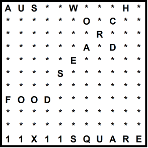 Australian 11x11 Wordsearch puzzle no.309 - food