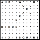 Australian 11x11 Wordsearch puzzle no.321 - birds