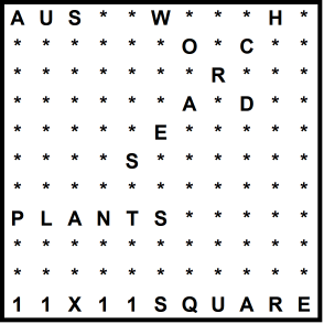 Australian 11x11 Wordsearch puzzle no.322 - plants
