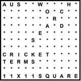 Australian 11x11 Wordsearch puzzle no.324 - cricket terms