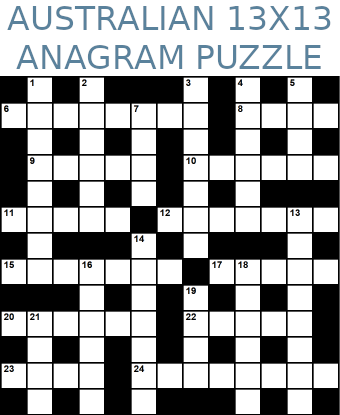 Australian 13x13 anagram crossword puzzle no.307