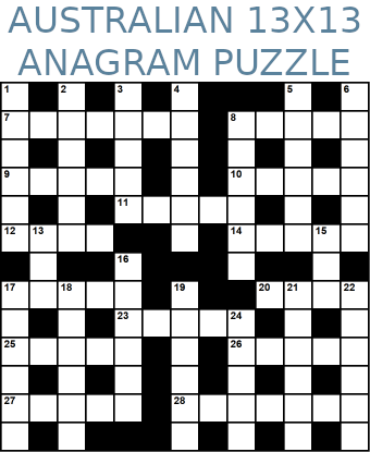 Australian 13x13 anagram crossword puzzle no.312