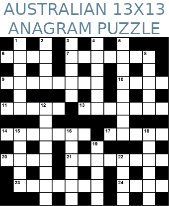 Australian 13x13 anagram crossword puzzle no.322