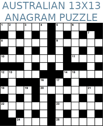 Australian 13x13 anagram crossword puzzle no.325