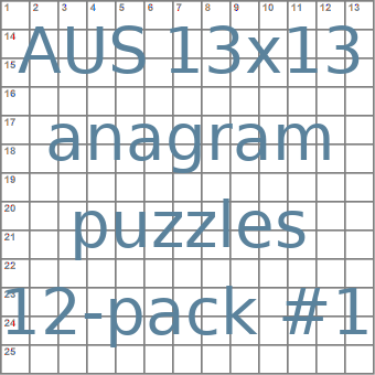 Australian 13x13 anagram crossword puzzles 12-pack no.1