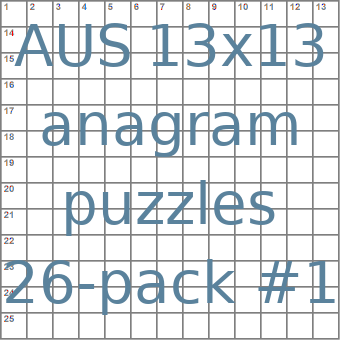 Australian 13x13 anagram crossword puzzles 26-pack no.1
