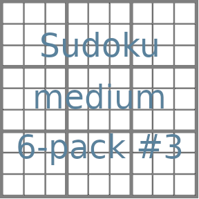 Sudoku 9x9 medium puzzles 6-pack no.3