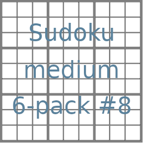 Sudoku 9x9 medium puzzles 6-pack no.8