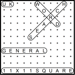 British 11x11 Wordsearch puzzle no.337 - General