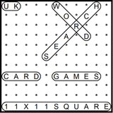 British 11x11 Wordsearch puzzle no.304 - card games