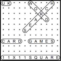 British 11x11 Wordsearch puzzle no.304 - card games
