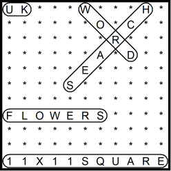 British 11x11 Wordsearch puzzle no.307 - flowers