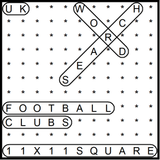 British 11x11 Wordsearch puzzle no.308 - football clubs