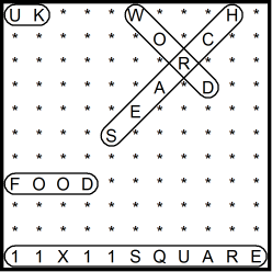 British 11x11 Wordsearch puzzle no.313 - food