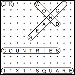 British 11x11 Wordsearch puzzle no.316 - countries