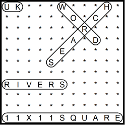 British 11x11 Wordsearch puzzle no.323 - rivers
