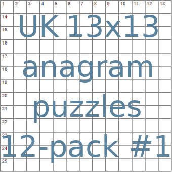 British 13x13 anagram crossword puzzles 12-pack no.1