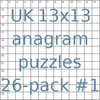 British 13x13 anagram crossword puzzles 26-pack no.1