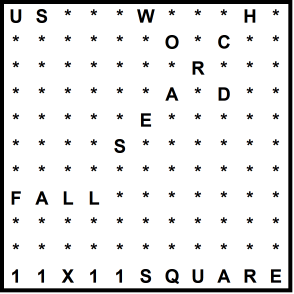 American 11x11 Wordsearch puzzle no.327 - fall
