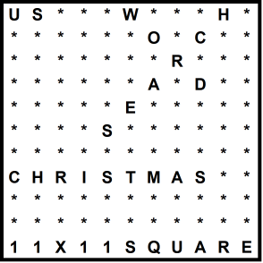 American 11x11 Wordsearch puzzle no.301 - Christmas