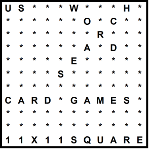 American 11x11 Wordsearch puzzle no.303 - card games