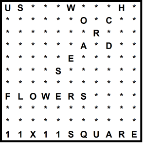 American 11x11 Wordsearch puzzle no.305 - flowers