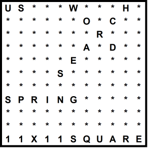 American 11x11 Wordsearch puzzle no.308 - Spring