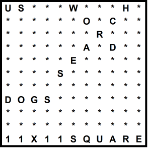 American 11x11 Wordsearch puzzle no.311 - dogs