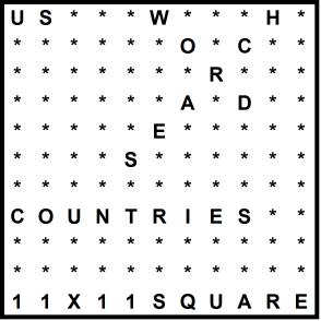 American 11x11 Wordsearch puzzle no.312 - countries