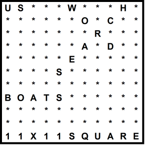 American 11x11 Wordsearch puzzle no.313 - boats