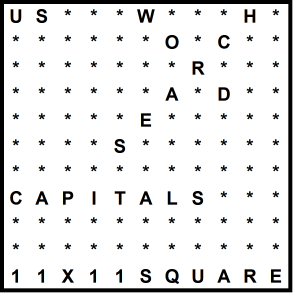 American 11x11 Wordsearch puzzle no.315 - capitals