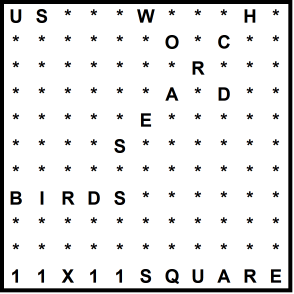 American 11x11 Wordsearch puzzle no.319 - birds