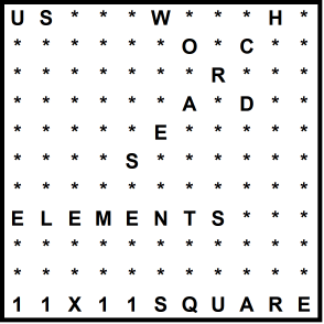 American 11x11 Wordsearch puzzle no.322 - elements